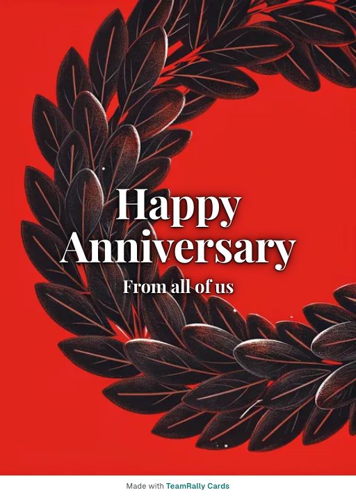 Anniversary card for coworkers — Laurels design, signed “from all of us”
