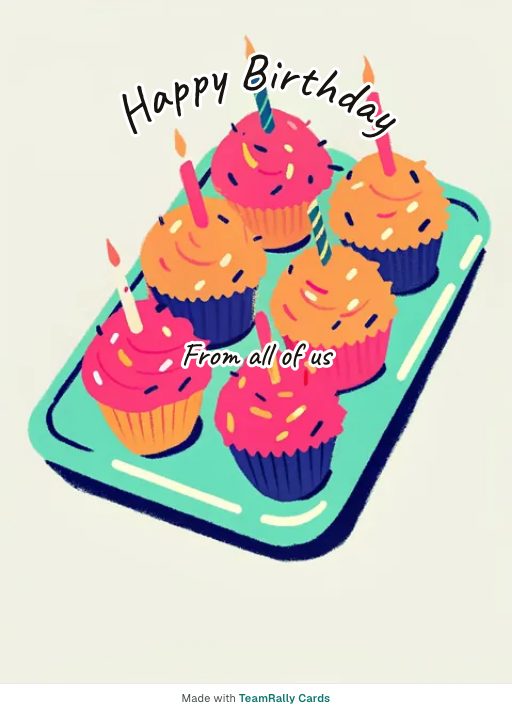 Birthday card for coworkers — Cupcakes design, signed “from all of us”