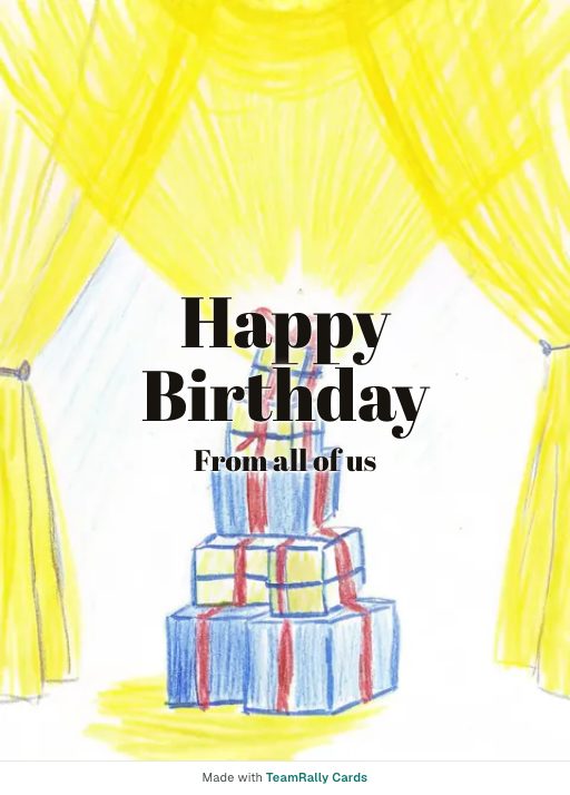 Birthday card for coworkers — Gift Stack design, signed “from all of us”