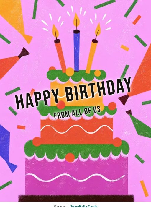 Birthday card for coworkers — Sparklers design, signed “from all of us”