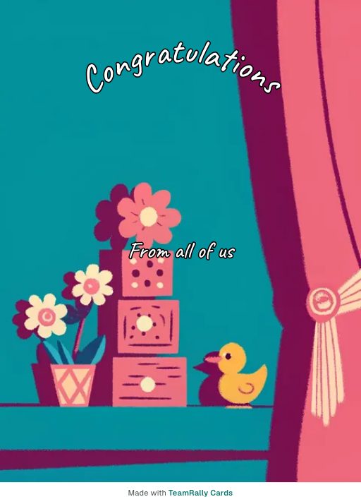 Congratulations card for coworkers — Toy Blocks design, signed “from all of us”