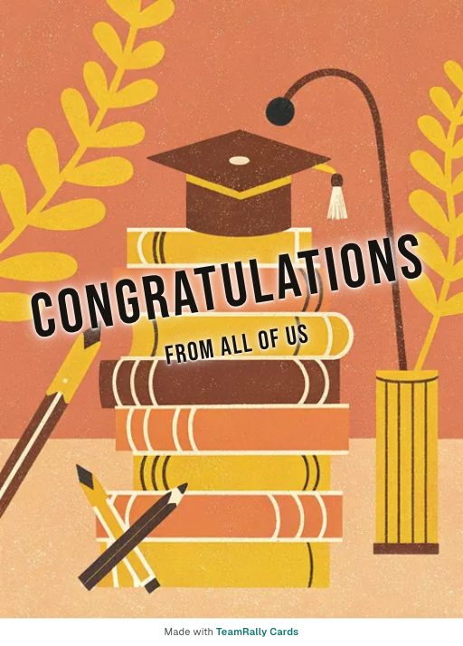Congratulations card for coworkers — Top of the Stack design, signed “from all of us”