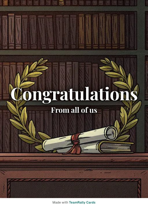 Congratulations card for coworkers — Diploma design, signed “from all of us”