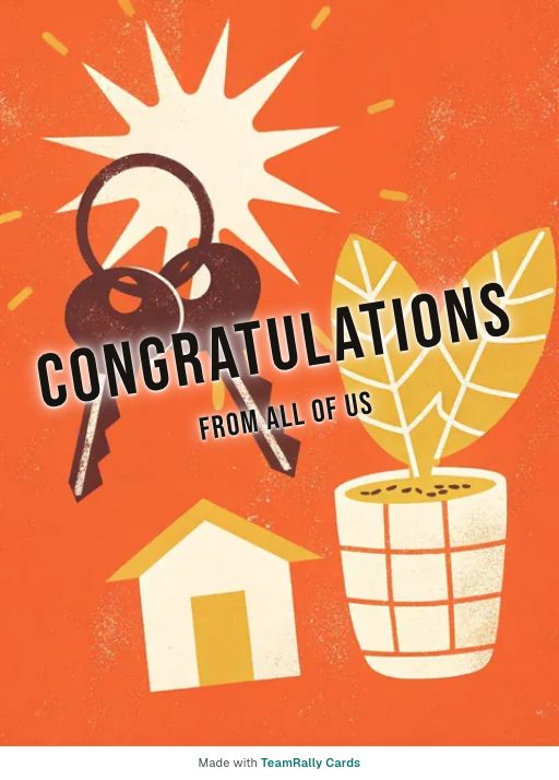 Congratulations card for coworkers — New Keys design, signed “from all of us”