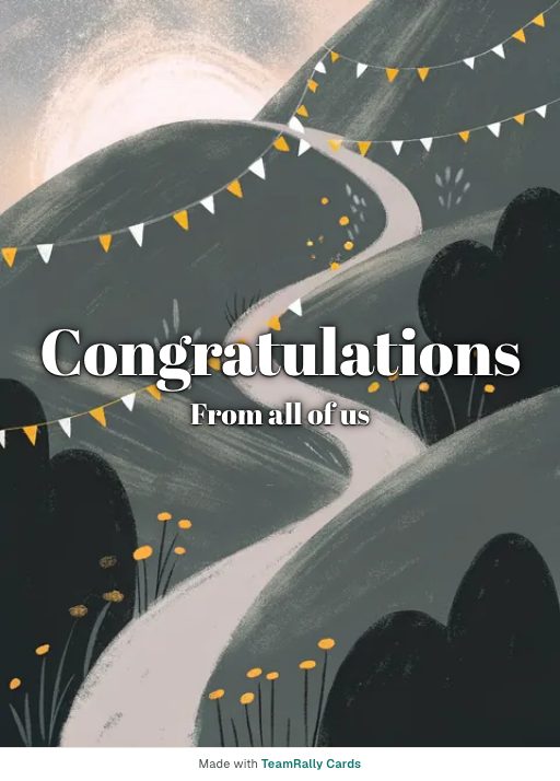 Congratulations card for coworkers — Milestone Marker design, signed “from all of us”