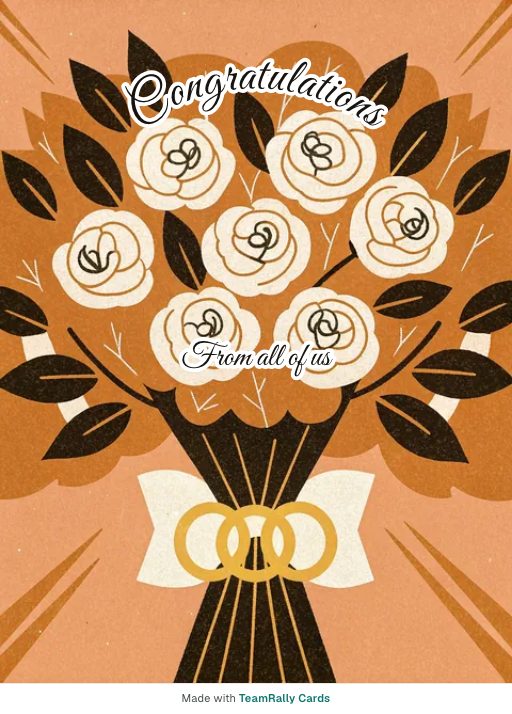 Congratulations card for coworkers — Bouquet design, signed “from all of us”