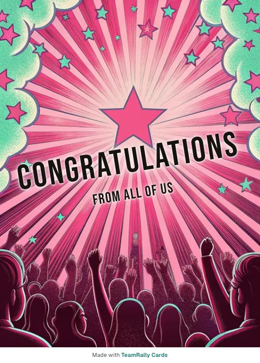Congratulations card for coworkers — Starburst design, signed “from all of us”