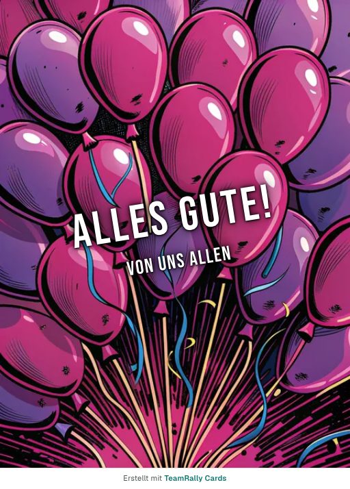 Karte fürs Team, Anlass: Geburtstag – Design Entwischt, unterschrieben „Von uns allen“