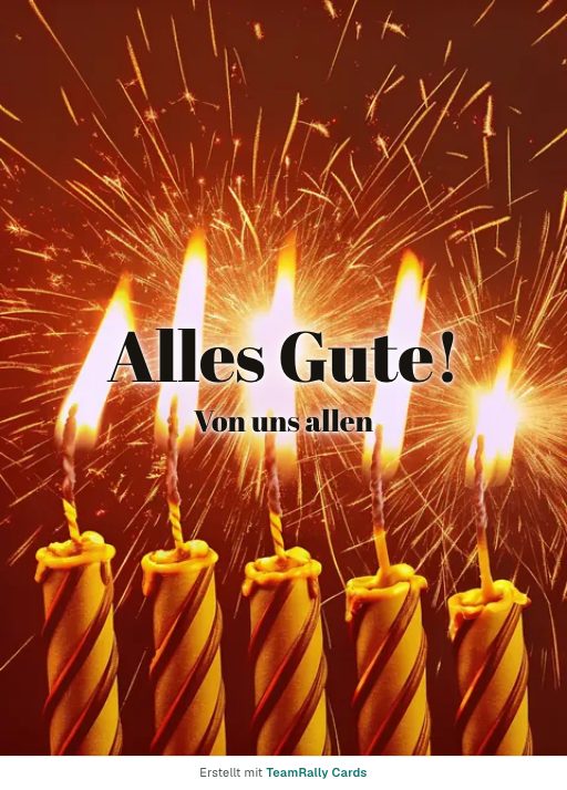 Karte fürs Team, Anlass: Geburtstag – Design Kerzenschein, unterschrieben „Von uns allen“