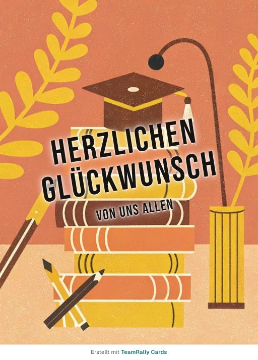 Karte fürs Team, Anlass: Glückwunsch – Design Ganz oben, unterschrieben „Von uns allen“