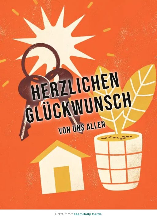 Karte fürs Team, Anlass: Glückwunsch – Design Neue Schlüssel, unterschrieben „Von uns allen“