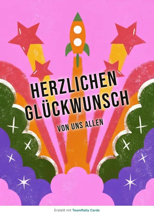 Karte fürs Team, Anlass: Glückwunsch – Design Countdown, unterschrieben „Von uns allen“