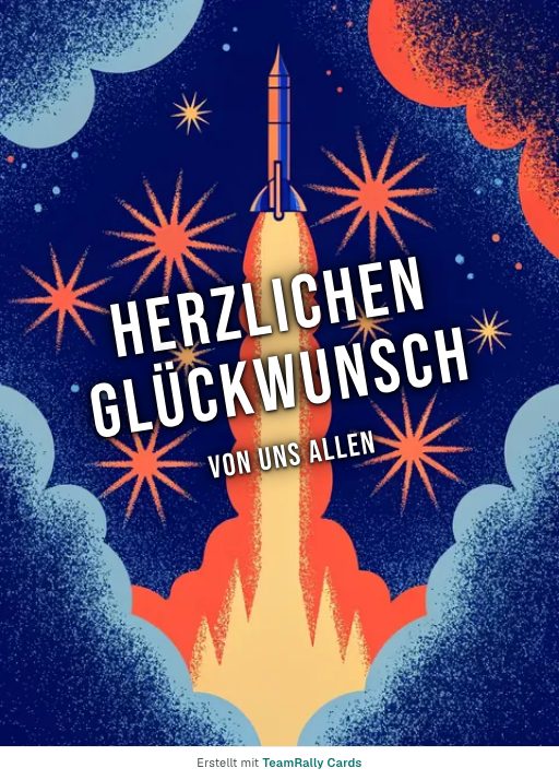 Karte fürs Team, Anlass: Glückwunsch – Design Durchstarten, unterschrieben „Von uns allen“