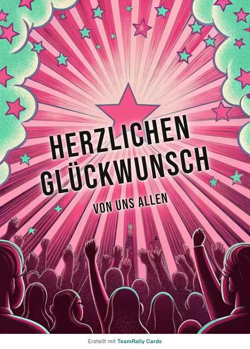 Karte fürs Team, Anlass: Glückwunsch – Design Sternenglanz, unterschrieben „Von uns allen“
