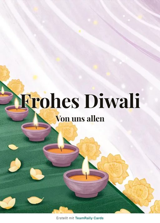 Karte zu Diwali fürs Team, unterschrieben „Von uns allen“