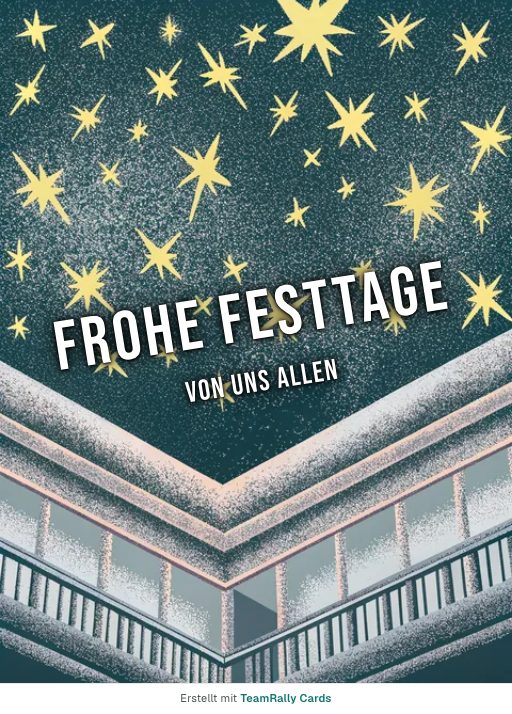 Karte fürs Team, Anlass: Feiertage – Design Sterne, unterschrieben „Von uns allen“