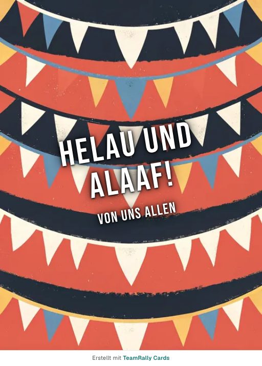 Karte zu Karneval fürs Team, unterschrieben „Von uns allen“