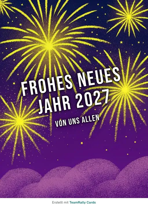 Karte zu Neujahr fürs Team, unterschrieben „Von uns allen“