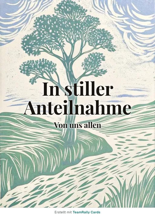 Karte fürs Team, Anlass: Beileid – Design Der Baum, unterschrieben „Von uns allen“