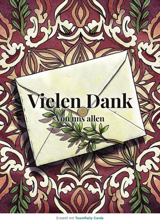 Karte fürs Team, Anlass: Danke – Design Mit Dank versiegelt, unterschrieben „Von uns allen“