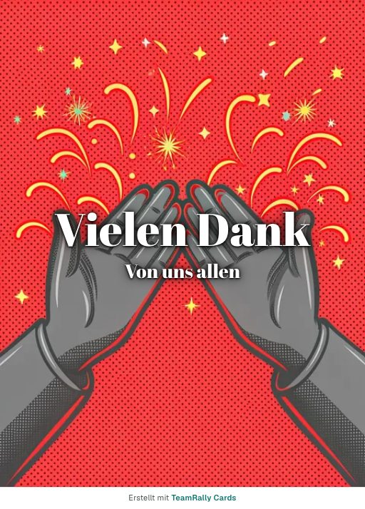 Karte fürs Team, Anlass: Danke – Design Applaus, unterschrieben „Von uns allen“