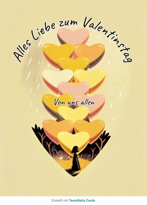 Karte zu Valentinstag fürs Team, unterschrieben „Von uns allen“