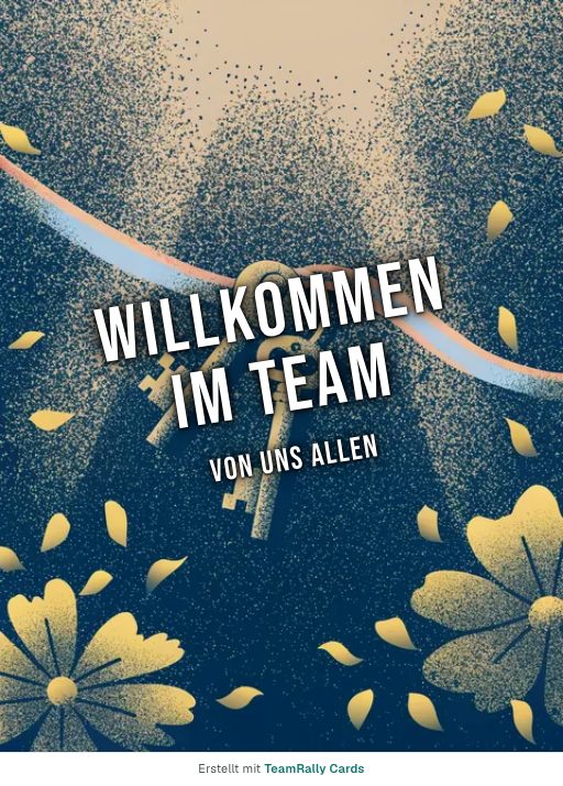 Karte fürs Team, Anlass: Willkommen – Design Die Schlüssel, unterschrieben „Von uns allen“