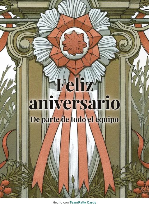 Aniversario: tarjeta para colegas con el diseño Primer premio, firmada «De parte de todo el equipo»