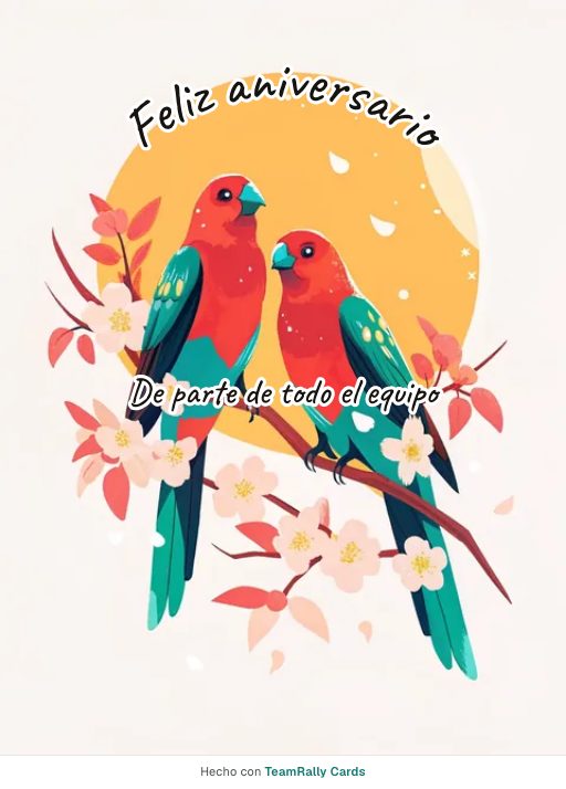 Aniversario: tarjeta para colegas con el diseño Tortolitos, firmada «De parte de todo el equipo»