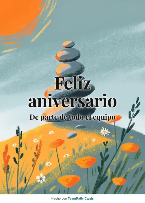 Aniversario: tarjeta para colegas con el diseño Piedras apiladas, firmada «De parte de todo el equipo»