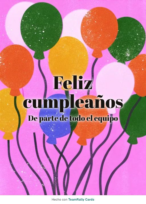 Cumpleaños: tarjeta para colegas con el diseño Ramo de globos, firmada «De parte de todo el equipo»