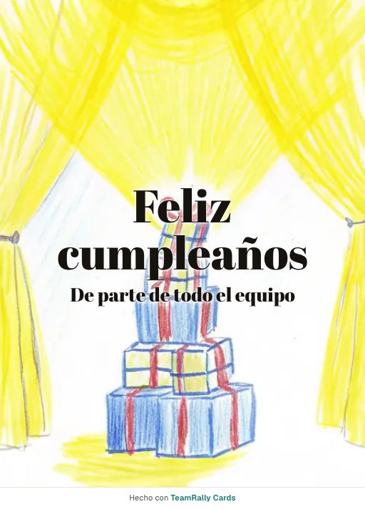 Cumpleaños: tarjeta para colegas con el diseño Montaña de regalos, firmada «De parte de todo el equipo»
