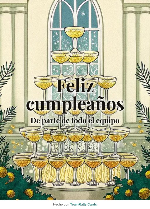 Cumpleaños: tarjeta para colegas con el diseño Torre de copas, firmada «De parte de todo el equipo»