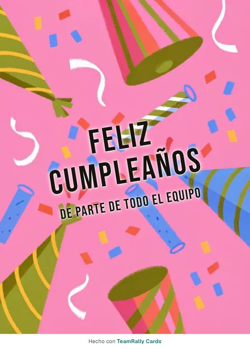 Cumpleaños: tarjeta para colegas con el diseño Gorritos de fiesta, firmada «De parte de todo el equipo»