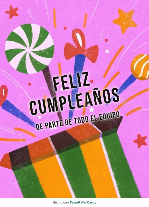 Cumpleaños: tarjeta para colegas con el diseño Piñata, firmada «De parte de todo el equipo»