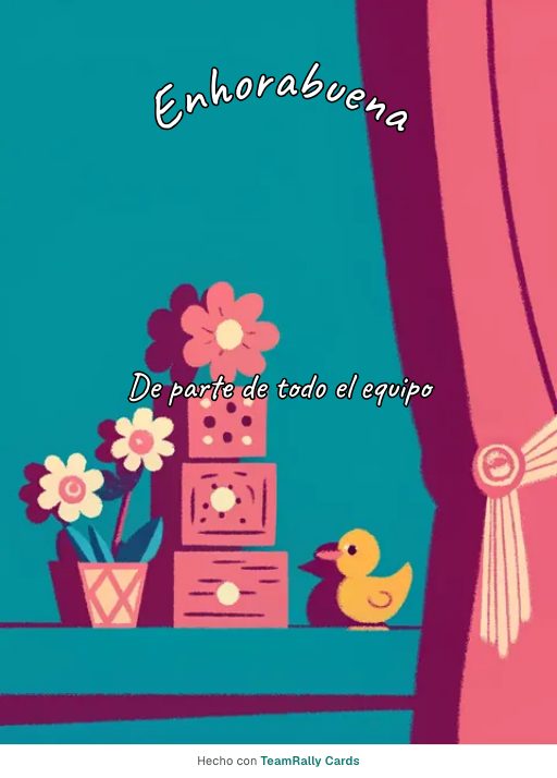 Enhorabuena: tarjeta para colegas con el diseño Cubos de juguete, firmada «De parte de todo el equipo»