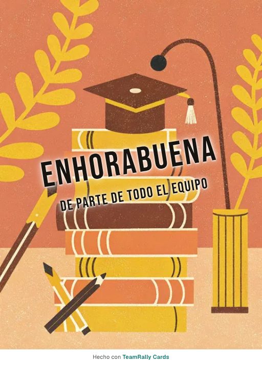 Enhorabuena: tarjeta para colegas con el diseño En lo más alto, firmada «De parte de todo el equipo»