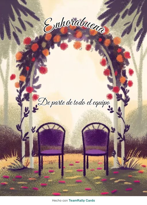Enhorabuena: tarjeta para colegas con el diseño Arco de flores, firmada «De parte de todo el equipo»