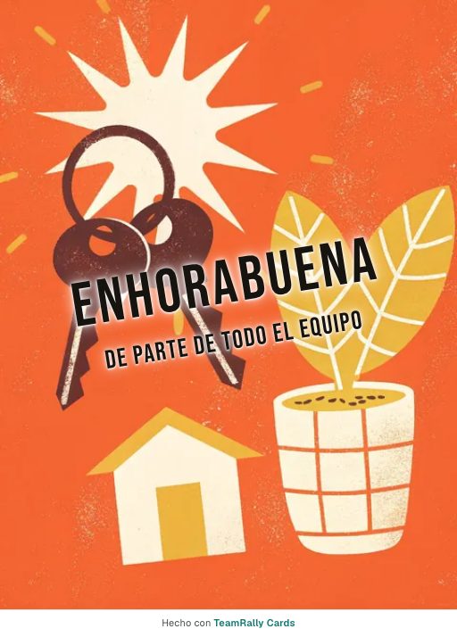 Enhorabuena: tarjeta para colegas con el diseño Llaves nuevas, firmada «De parte de todo el equipo»