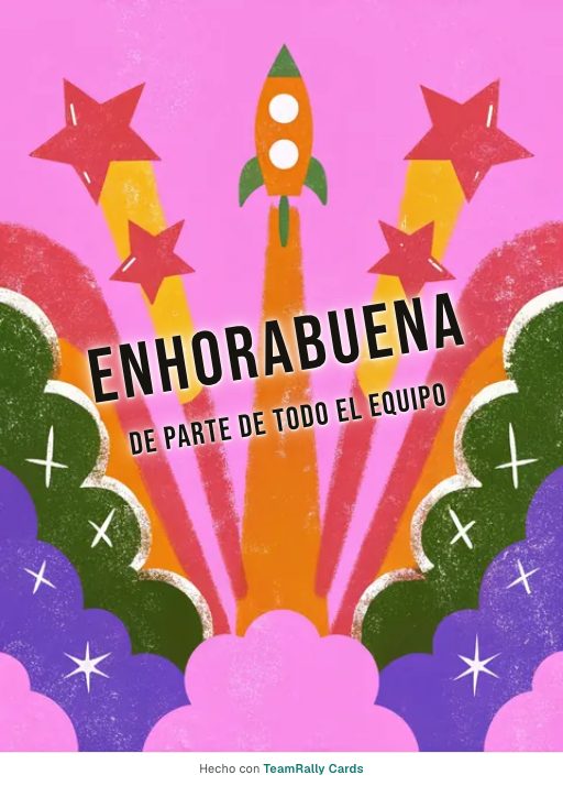 Enhorabuena: tarjeta para colegas con el diseño Cuenta atrás, firmada «De parte de todo el equipo»