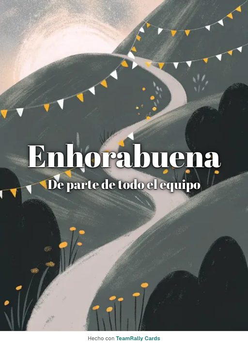 Enhorabuena: tarjeta para colegas con el diseño Hito, firmada «De parte de todo el equipo»