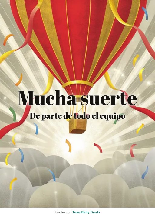 Despedida: tarjeta para colegas con el diseño Globo al cielo, firmada «De parte de todo el equipo»