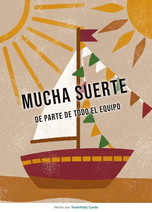 Despedida: tarjeta para colegas con el diseño Buen viaje, firmada «De parte de todo el equipo»