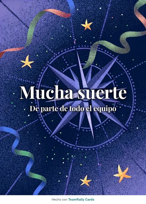 Despedida: tarjeta para colegas con el diseño Rosa de los vientos, firmada «De parte de todo el equipo»