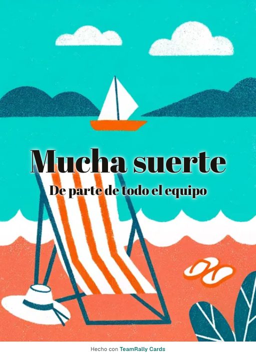 Despedida: tarjeta para colegas con el diseño Tumbona, firmada «De parte de todo el equipo»