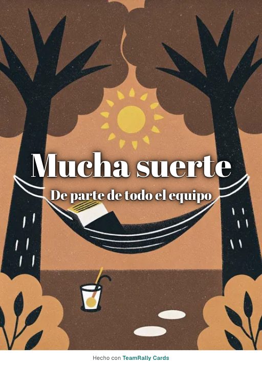 Despedida: tarjeta para colegas con el diseño Hamaca, firmada «De parte de todo el equipo»