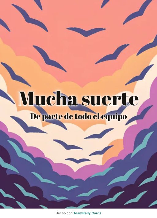 Despedida: tarjeta para colegas con el diseño Migración, firmada «De parte de todo el equipo»
