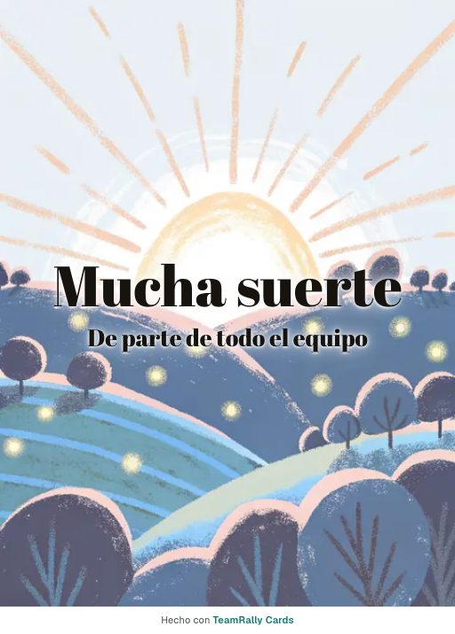 Despedida: tarjeta para colegas con el diseño Nuevo horizonte, firmada «De parte de todo el equipo»