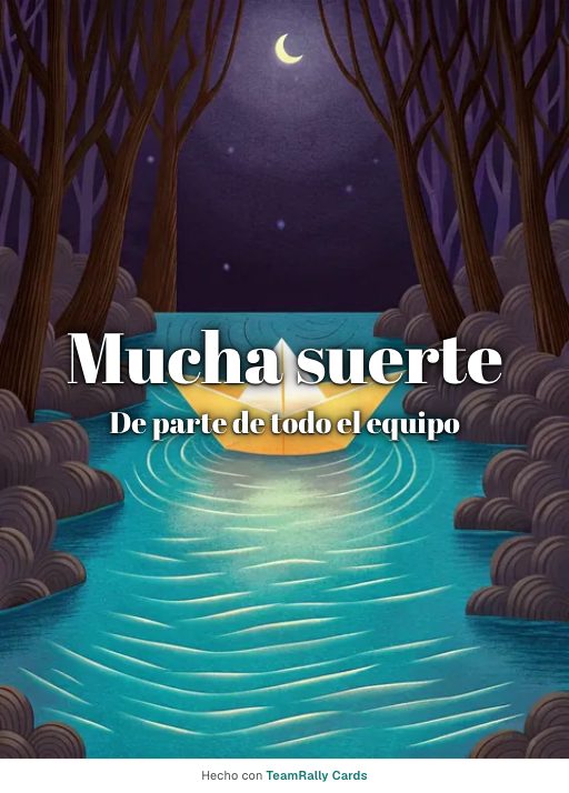 Despedida: tarjeta para colegas con el diseño Barquito de papel, firmada «De parte de todo el equipo»
