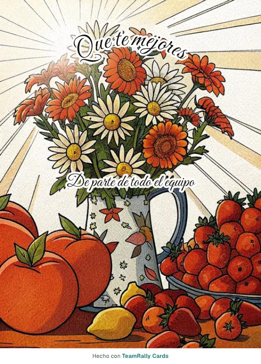 Que te mejores: tarjeta para colegas con el diseño Girasoles, firmada «De parte de todo el equipo»